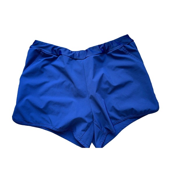 Lands End Navy Blue Elastic Waist Pull On Swim Shorts Womens 16 + - Picture 6 of 6